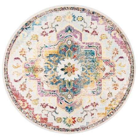 Safavieh 5 x 5 ft. Crystal Power Loomed Round Area Rug; Light Blue & Grey CRS501M-5R